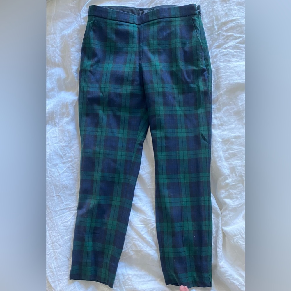 JCrew blue/green tartan wool blend pants (matching print blazer sold separately)